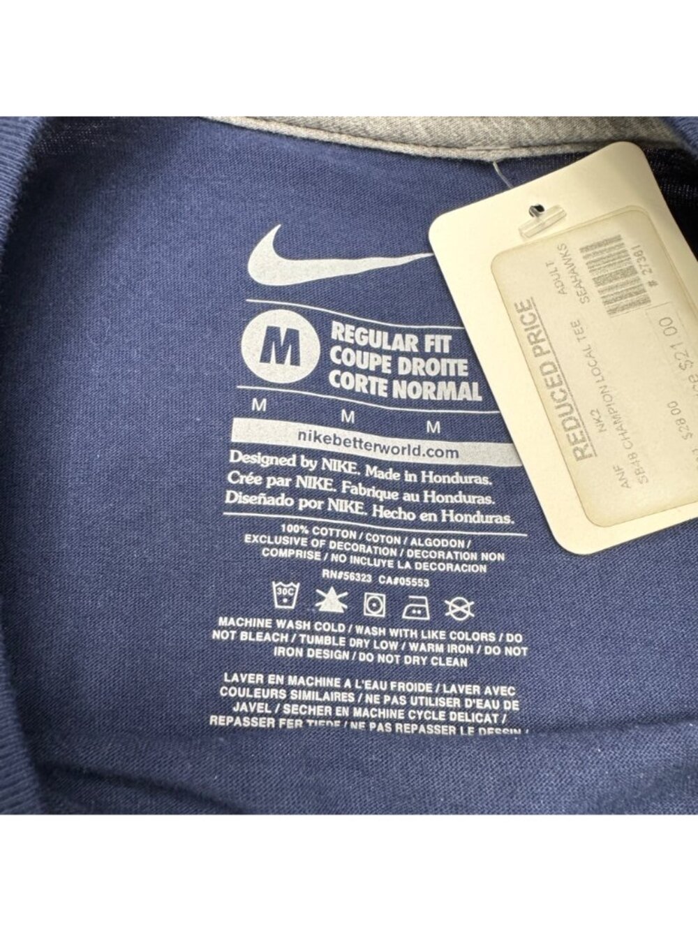 Nike Seattle Seahawks SOAR Super Bowl XLVIII Champions SS T-Shirt Navy M NWT - Picture 4 of 6